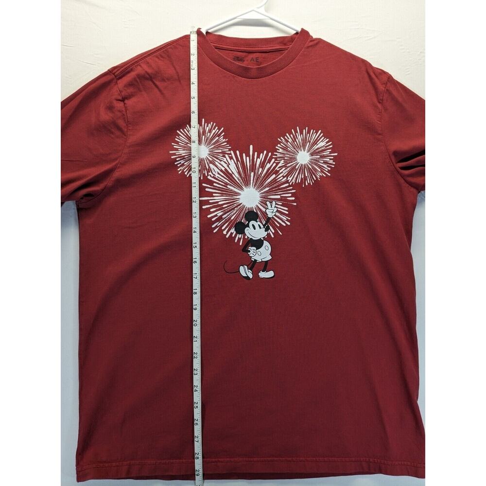 Disney X AE American Eagle Mens Large Red Mickey Mouse Firework Graphic T-Shirt - Picture 4 of 7